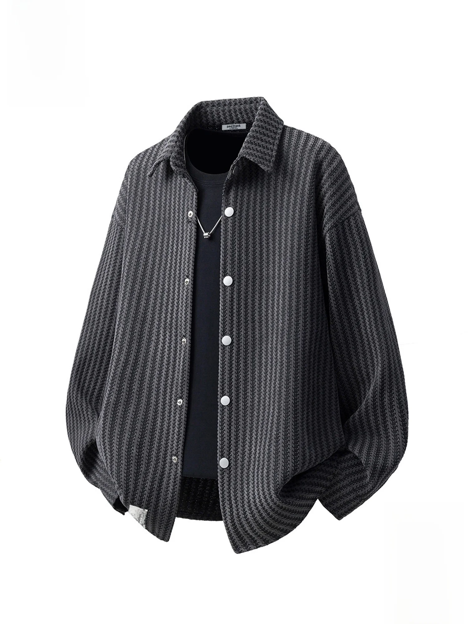 

PaulFrank Loose Fit Long Sve Casual irt for Men Spring New Sle Large Monkey Face Texture Stripe Collar Spring irt