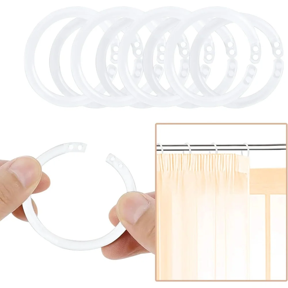 

Bathroom Hooks Shower Curtain Rings Wide Compatibility O-ring Design Bulk Pack Easy Installation Space-saving Storage