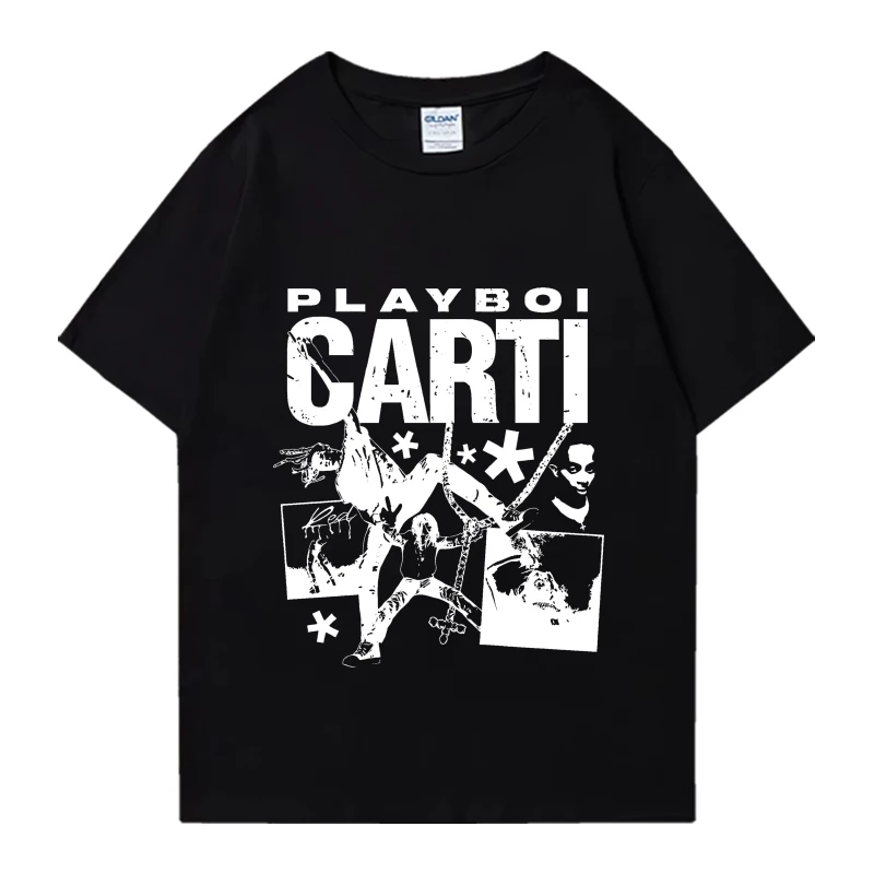 Playboi Carti Concert 2024 vintage Graphic black T shirt Men Women Hip Hop streetwear Unisex 100% Cotton short sleeve T-shirts image 2