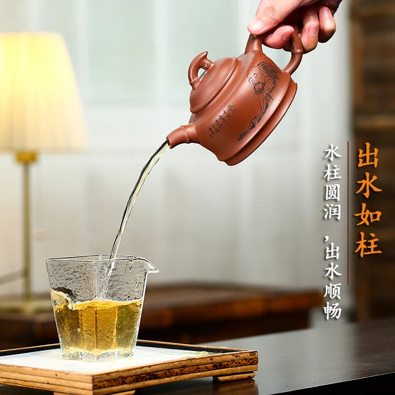 

High Quality Yixing Ore Purple Clay Handmade Bamboo Pot Kung Fu Teapot Household Tea Brewing Set