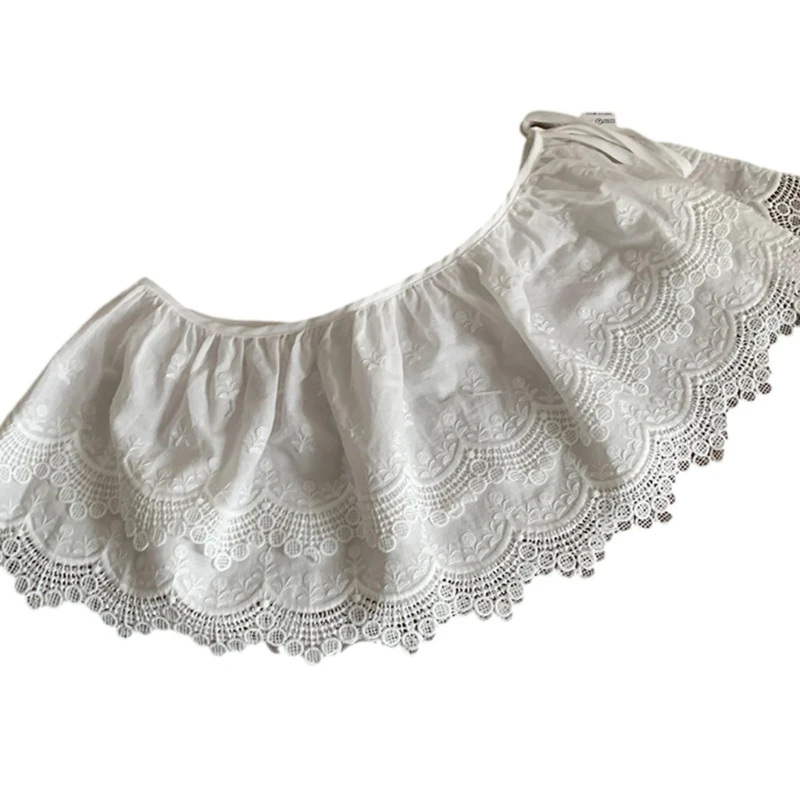 Y5GC Ruffle Lace Shirt Extenders for Women Adjustable Layering Fake Top Underskirts