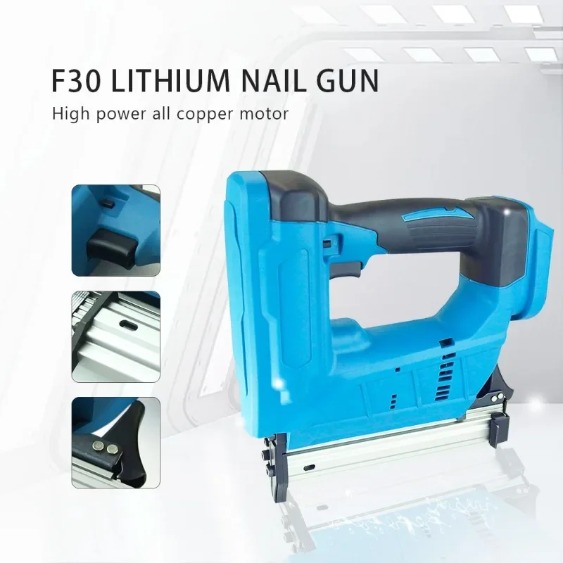 F30G Electric Nail Gun Gas Stapler Frame Furniture Nail Gun Woodworking Tools Suitable Makita 18V Battery Home Electric Tools