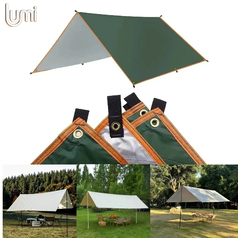 Anti-ultraviolet Waterproof Canopy Outdoor Camping Silver-coated Awning Cloth Portable Sunscreen Four-corner Square Shade Sails