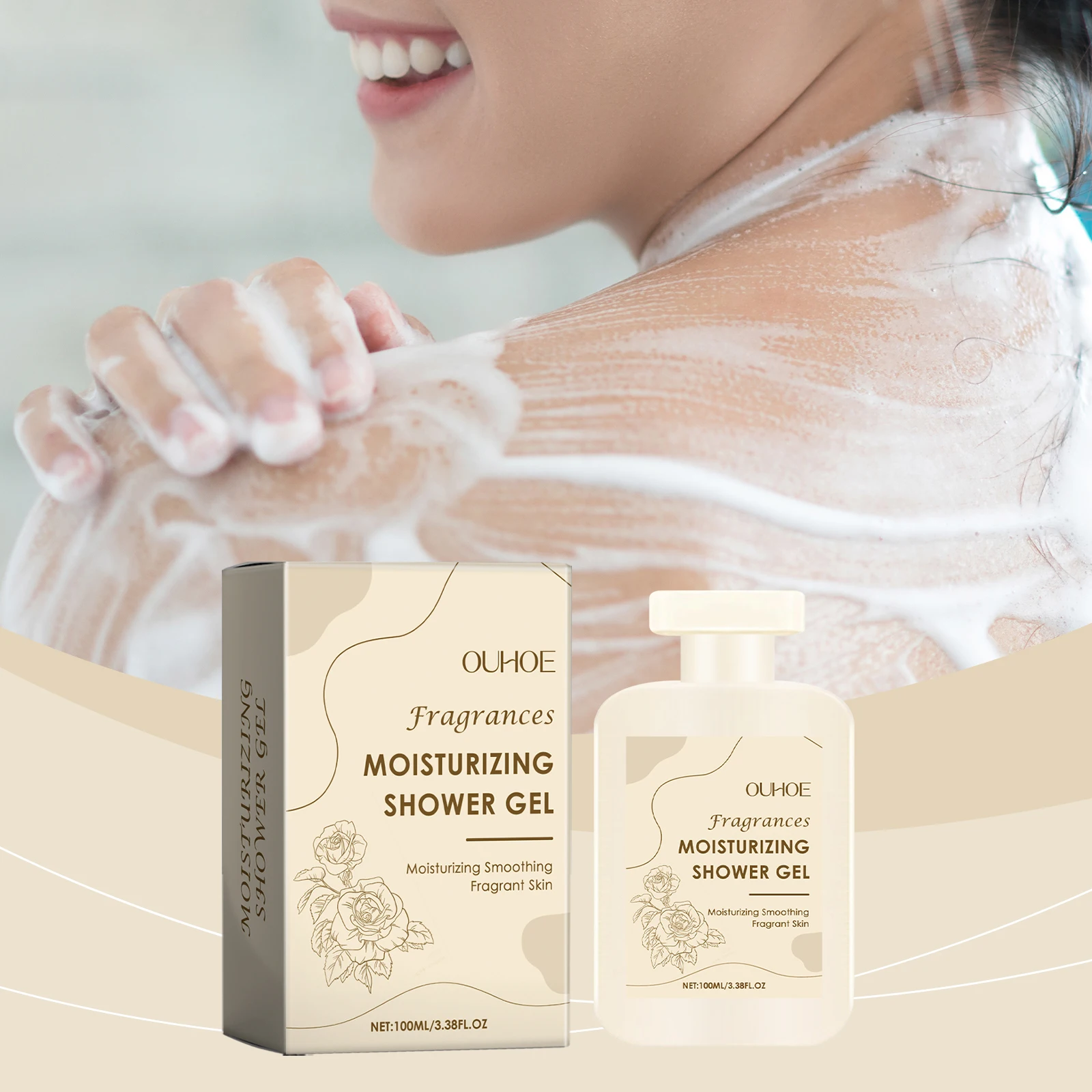 Feuchtigkeitsspendendes Duschgel 100 ml – feuchtigkeitsspendendes Körperwaschgel, duftende Haut, weichmachend, vegan, parabenfrei, für trockene und empfindliche Haut