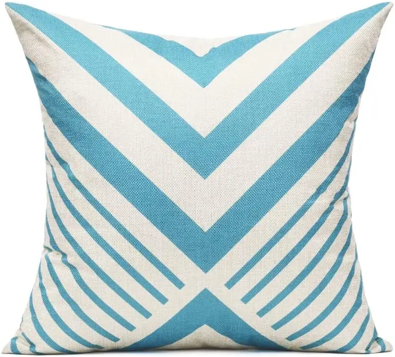 Throw pillow cover light blue decorative cushion cover home decoration linen square sofa bed living room geometric decoration