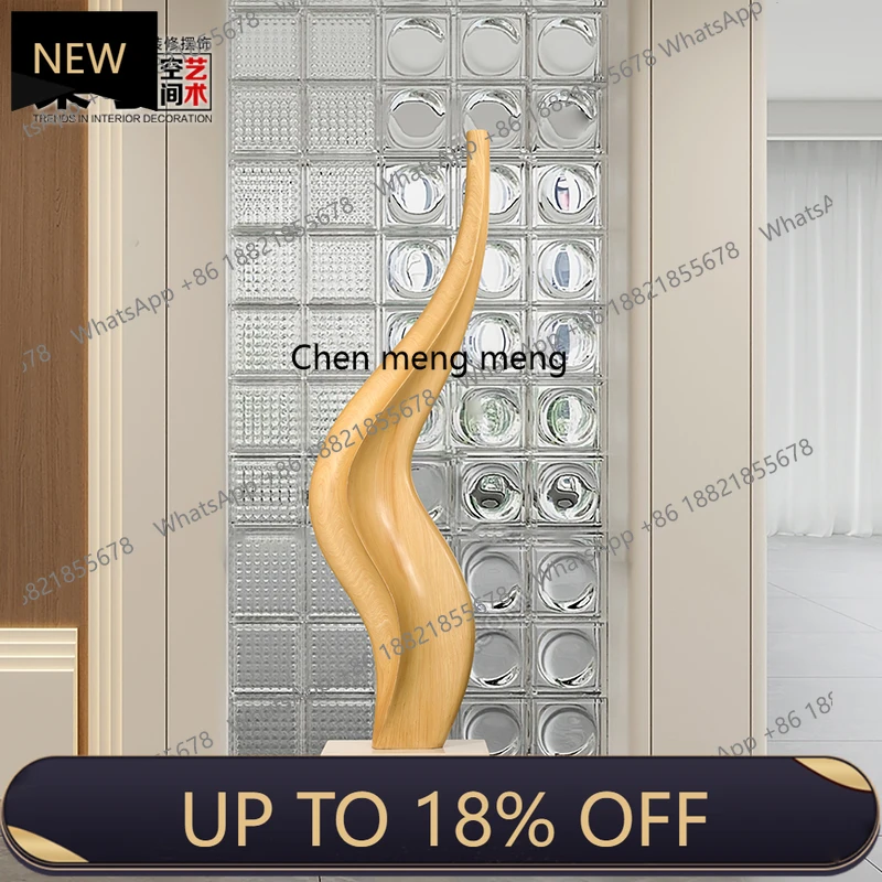 

M85 Hotel lobby wooden ornaments living room light luxury large floor decoration living room decoration