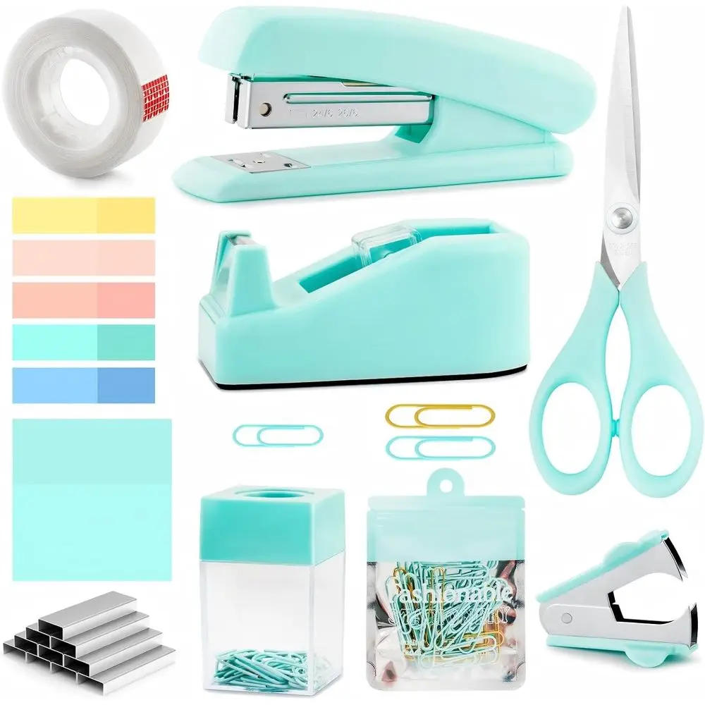 

Office Supplies: Kids' Teal Accessories, Women's Mint Green Desk Set, Green Office Decor for Ladies and Coworkers