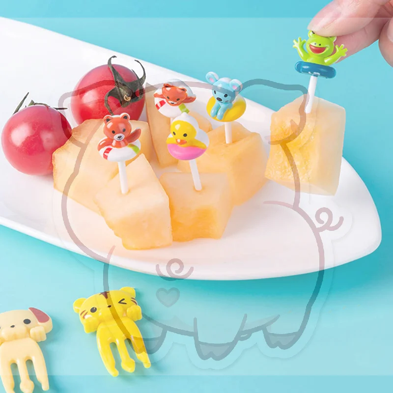 10/8/6Pcs Bento Vegetable Crockery Cute Mini Toddler Children Fruit Forks Toothpicks Kids Food Picks Cartoon Animal Fruit Forks