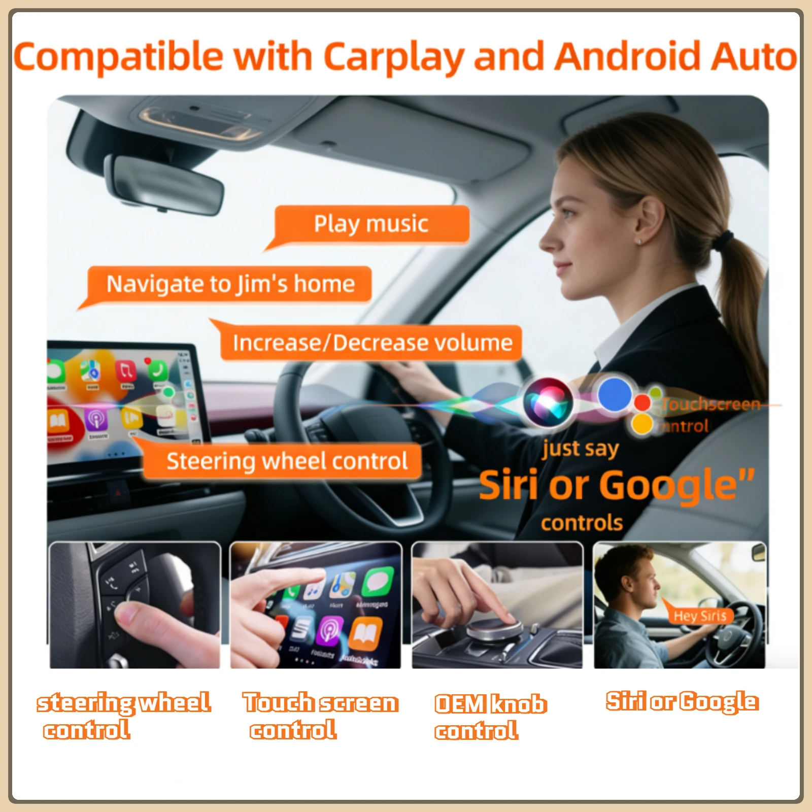 2 in 1 Wireless Smart USB CarPlay Android Auto Adapter  Dongle Auto Connect Plug & Play for iPhone & Android Factory Wired Cars