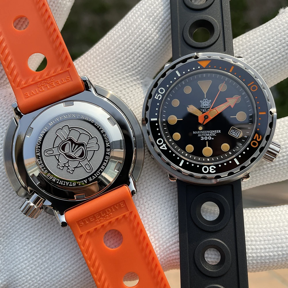 STEELDIVE SD1975V Tuna Luxury Dive Wristwatch Ceramic Bezel 30Bar Waterproof Swiss Luminous NH35 Fashion Orange Mechanical Watch