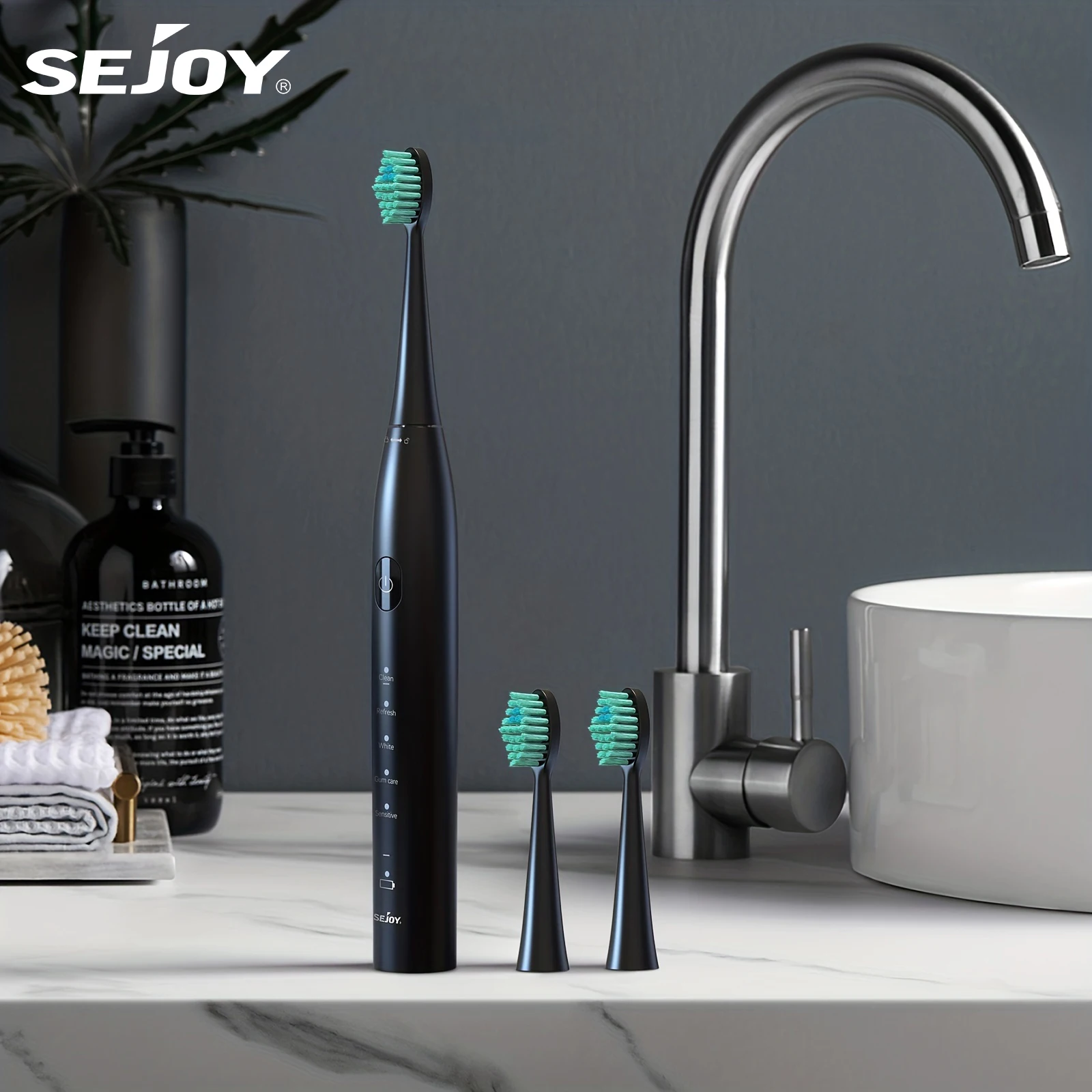 

Sejoy Electric Toothbrush Whitening Tooth 7 Cleaning Modes for Dental Care Sonic Toothbrush , 2 minutes Smart Timer , IPX7