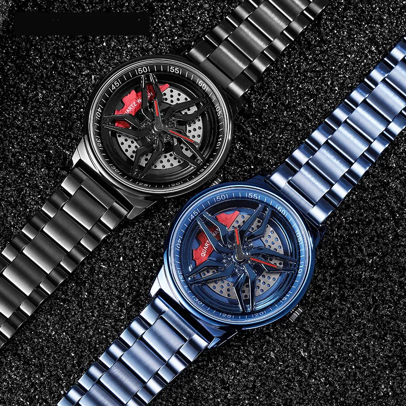 AL178 الساعة الرجالية الجديدة، سلسلة العجلات العصرية، هي ساعة كوارتز عصرية وفردية وغير رسمية بسوار فولاذي للرجال