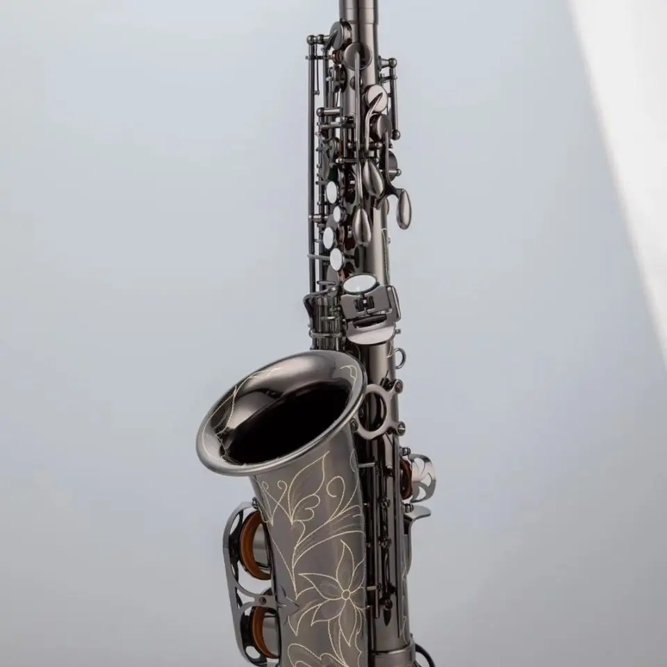 Western musical instrument mid-range E-saxophone customized black nickel full body carving manufacturer customized low price