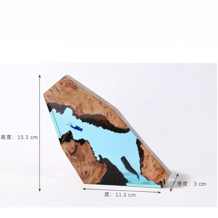 New Underwater Cave Whale Diver Home Desk Decoration Solid Wood Resin Luminous Marine Art Craft Birthday Gift