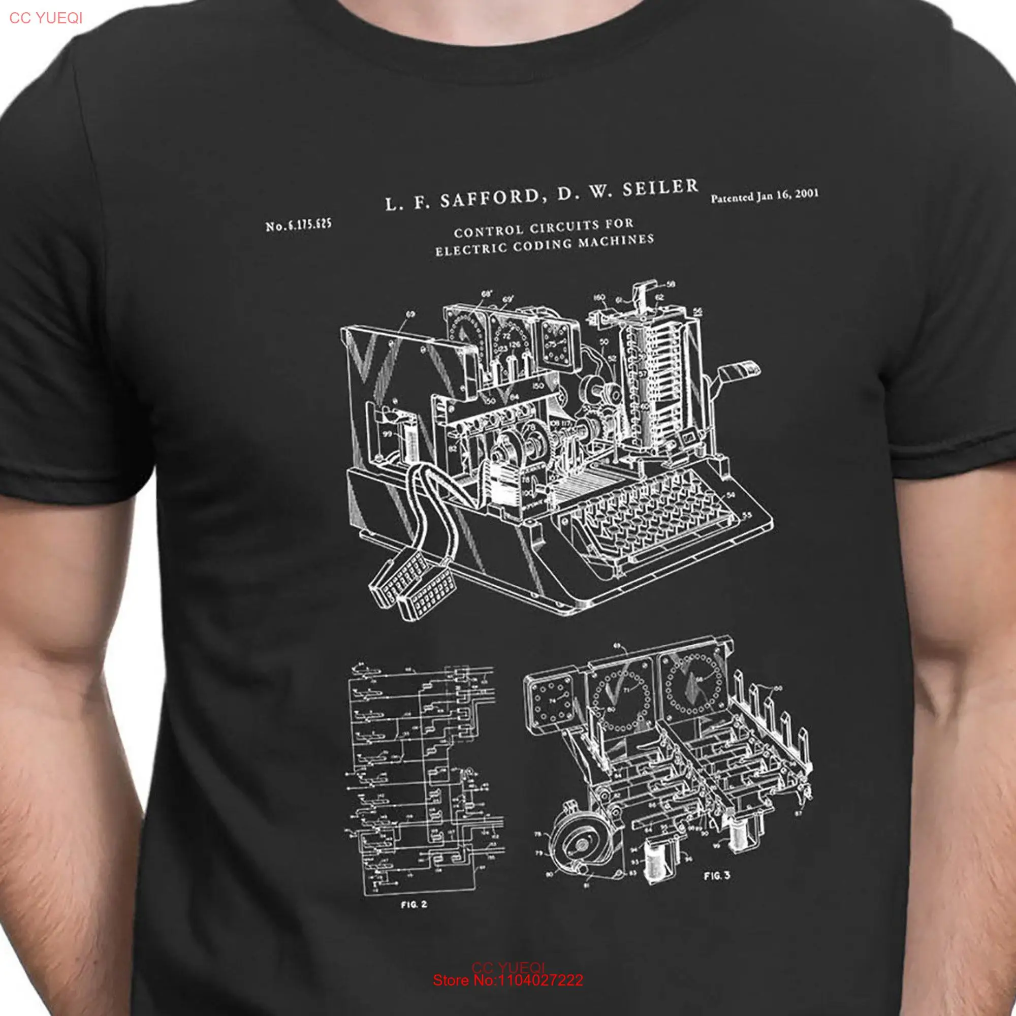 T shirt WW2 Encryption Machine Patent Print Art 1944 Cypher Enigma SIGABA PT402 long or short sleeves