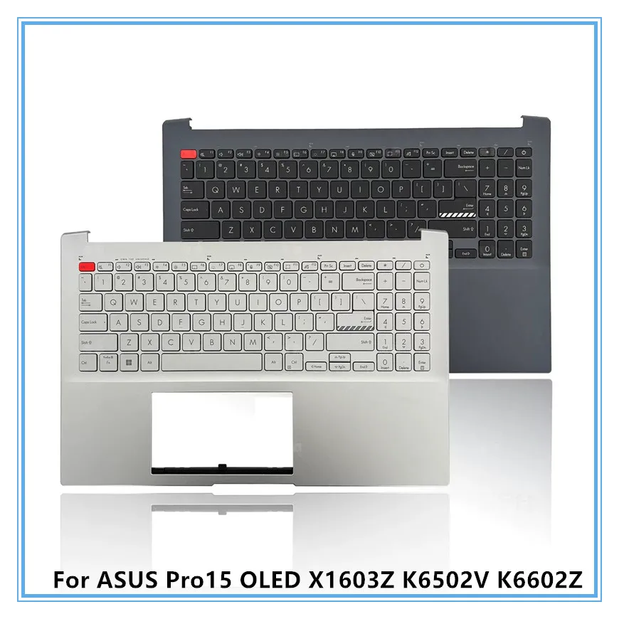 For ASUS Pro15 OLED X1603Z K6502V K6602Z Laptop Palmrest Assembly with Keyboard US RU Layout