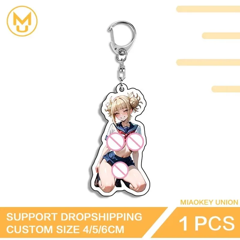 Himiko Toga Hentai Bikini Butt Sitting Posture Double Sided Acrylic Key Chains Simulated For Backpack Clothes Hat Jewelry Gifts
