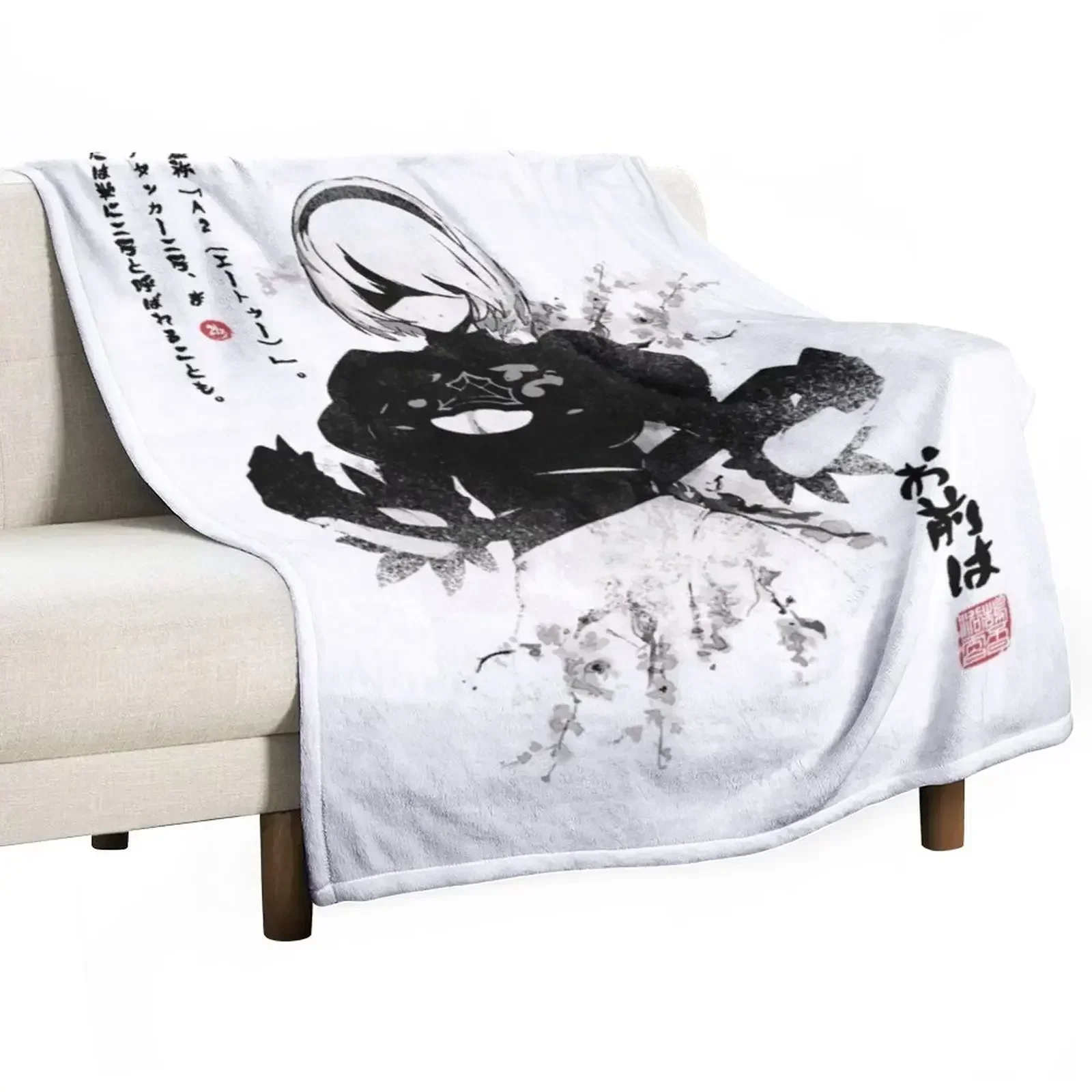 NieRAutomata 2B Japan Ink ニーア_オートマタ Classic Throw Blanket manga warm winter Giant Sofa Blankets