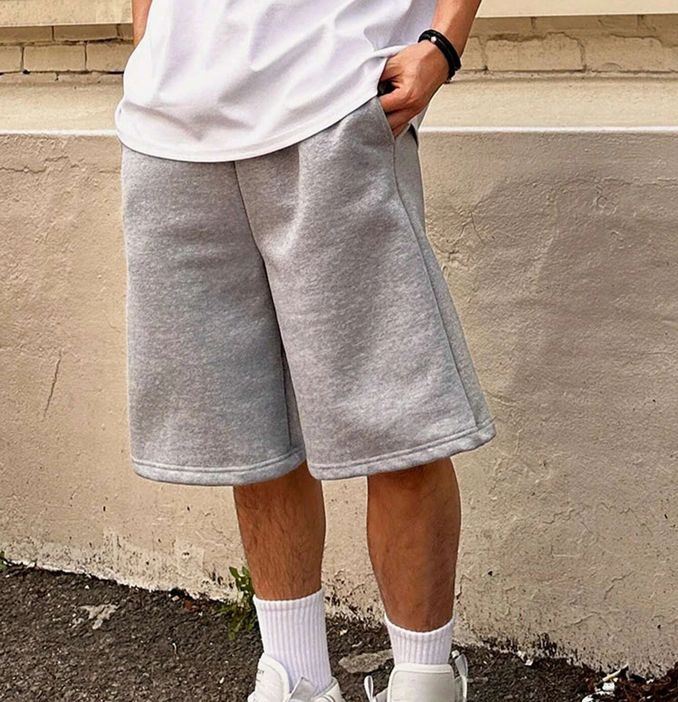Men's all-season solid color simple casual loose shorts, men's jogging pants, pure cotton casual comfortable sports pants