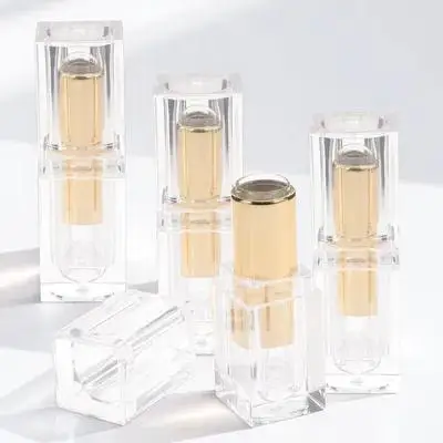 4 stuks lege lippenstiftbuizen transparant draagbaar zelf te tekenen schuine ontwerp hervulbare lippenbalsemcontainer DIY lipcrème tube