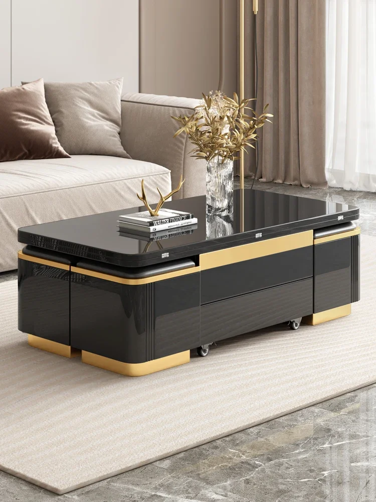 Lift coffee table, dining table, dual-purpose, foldable and retractable small unit  piano