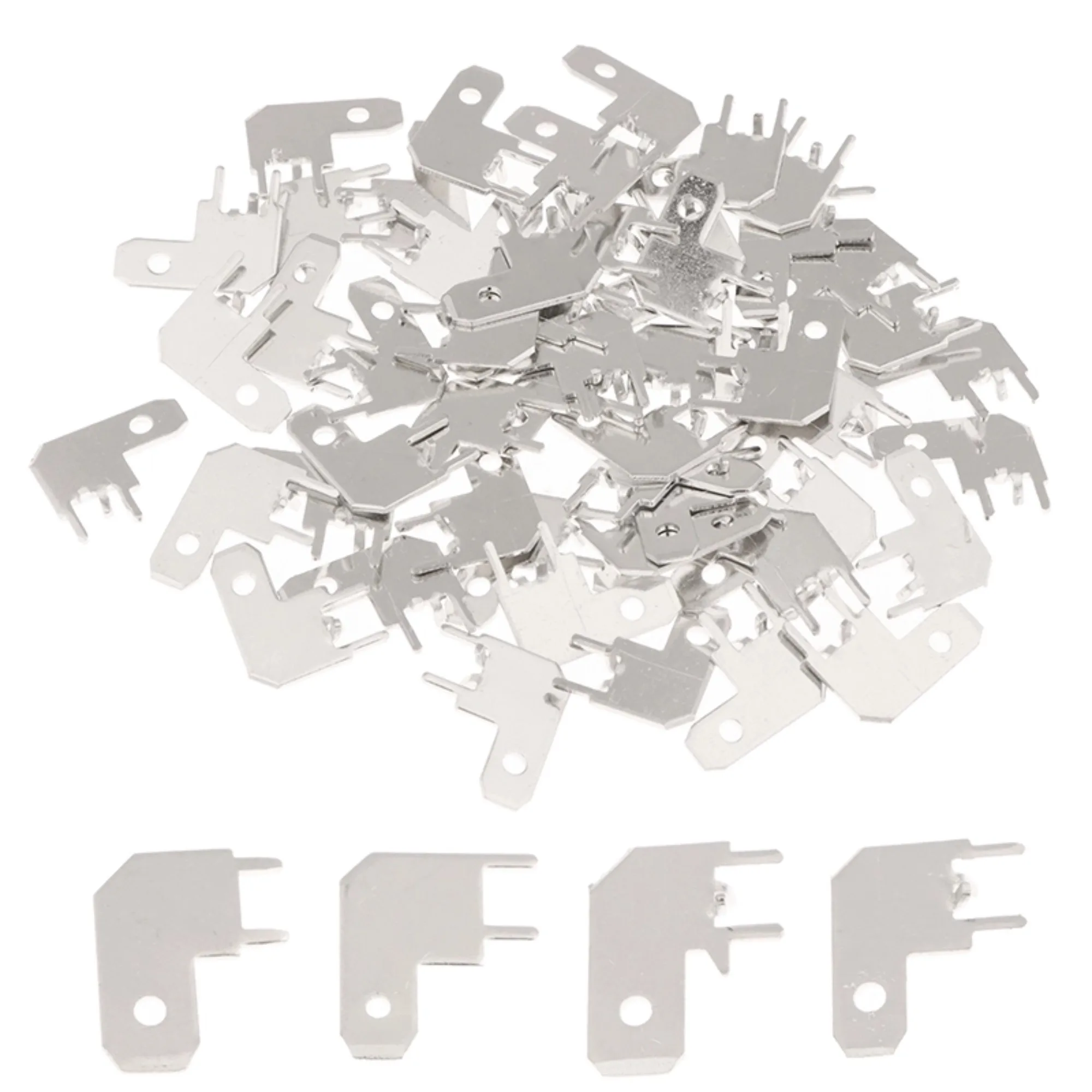50Pcs 4.8/6.3 Flag-shaped Inserts PCB Circuit Board Insert PCB L-shaped Corner Solder Thickness 0.8mm Welding Sheet DIY Welding