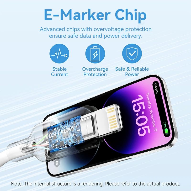 Vention kabel USB ke Lightning, kabel Data ponsel USB ke Lightning untuk iPhone 14 13 12 11 8 Pro Max 2.4A, pengisian daya cepat untuk iPhone untuk iPad