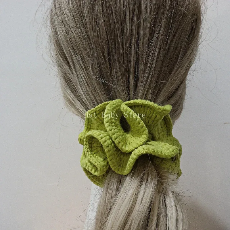 

Colorful Knit Hair Scrunchies With Color Contrast Details Soft Hair Tie Elastic Bands Accesories For Women And Girls