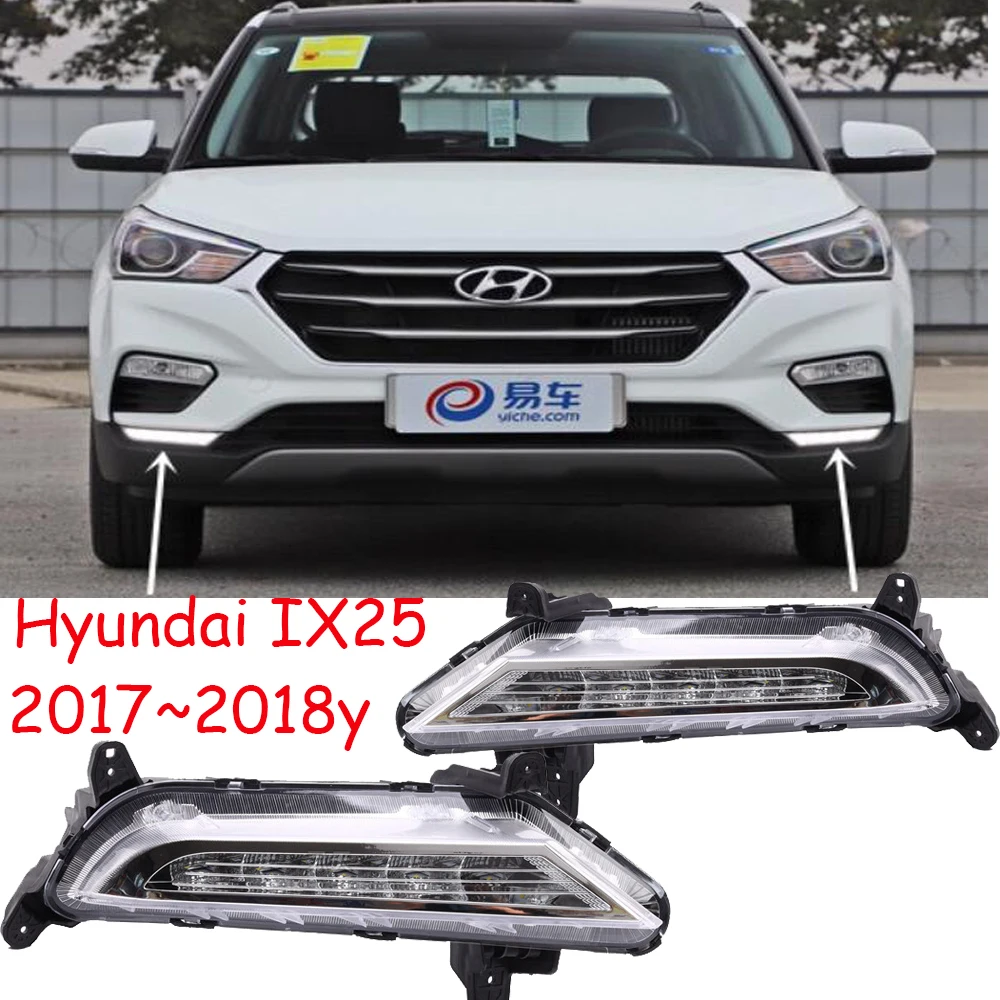 1pcs car Bumper creta ix25 headlight for ix25 daytime light 2020~2021y LED DRL car accessories headlamp ix25 creta fog light