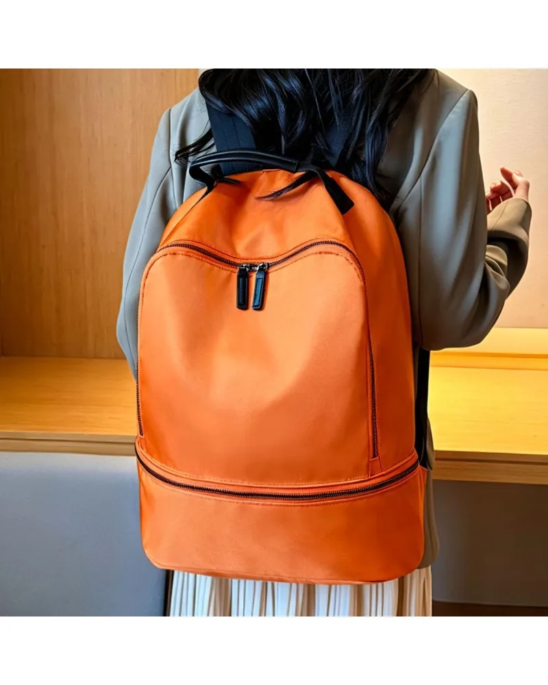 Large-capacity new versatile backpack fashionable and casual solid color going out backpack outdoor travel college student schoo