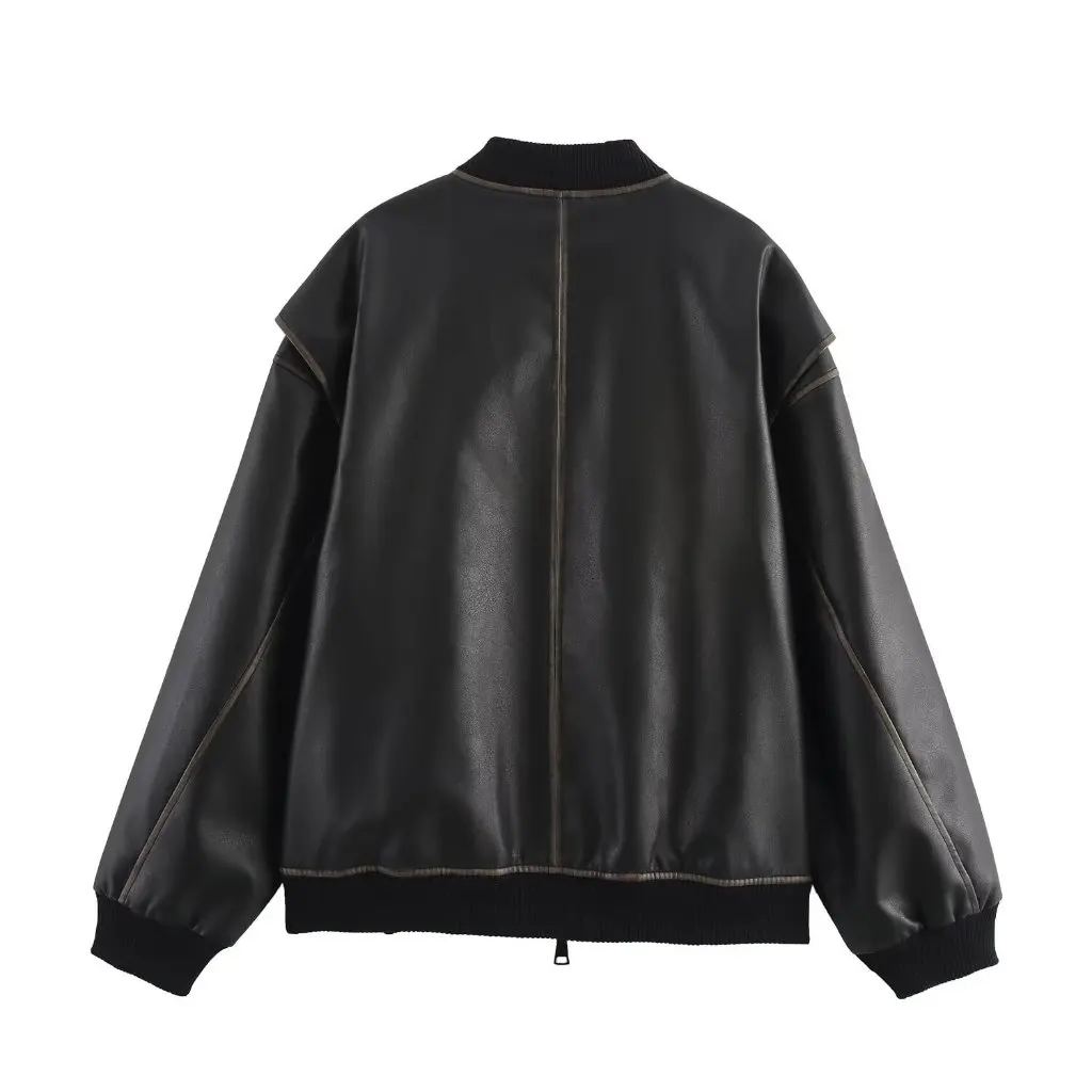 

European And American Fashion Joker Leather Jacket Women's Spring Cardigan Style B481864