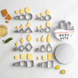 24pcs/set Geometric Shape Cookie Cutters Mini Square Round Oval Stainless Steel Pottery DIY Craft Jewelry Molds Baking Supplies