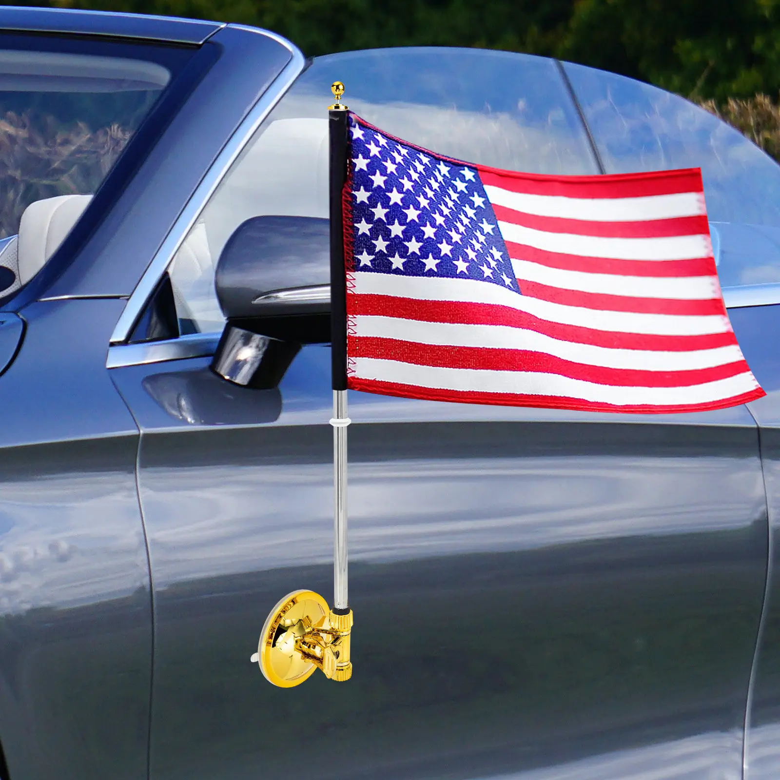 Nail Free Flagpole with Strong Suction Cup for Car Flag Mount Easy Installation Maximum Visibility Flag Bracket for Vehicle
