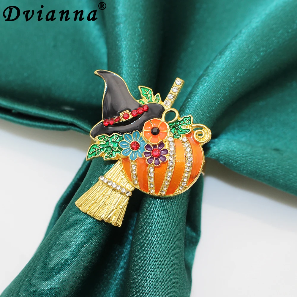 

8Pcs Fun Halloween Witch Hat Broom Pumpkin Napkin Rings Holder for Halloween Christmas Birthday Wedding Party DIY Decor HWH163