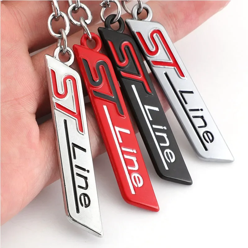 Auto ST Line Keychain Keyring Remote Control Fob Emblem Ring Holder for Kuga Explorer Edge Bronco Puma Territory