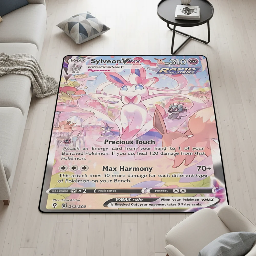 Alfombra de Anime Pokémon, diseño colorido, alfombra Gengar Kirby Sylveon VMAX TCG, alfombrilla para mascotas, alfombrilla suave, manta decorativa suave, alfombrilla de juego
