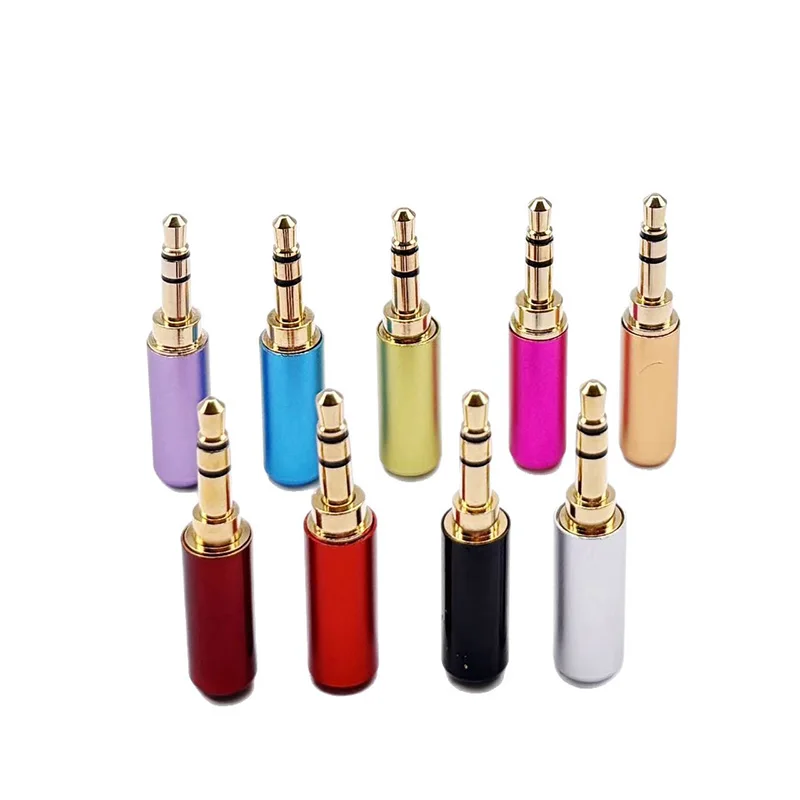 Copper 3/4 Pole 3.5MM Plug Male Headphone Jack with Clip 3.5MM Stereo Audio Connector for 4mm Cable Adapter