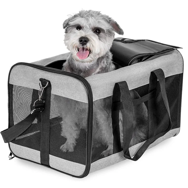 Portable Airline Approved Soft Sided Dog Shoulder Carrying Bag Small Cat Pet Carrier Bag Folding Tote