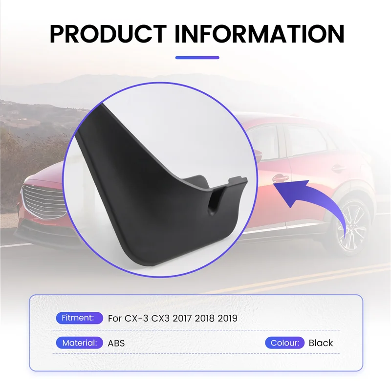 

For Mazda CX-3 CX3 2017-2019 Fender Mud Flaps Mudguards Exterior Parts Products Cover Accessories 4Pcs