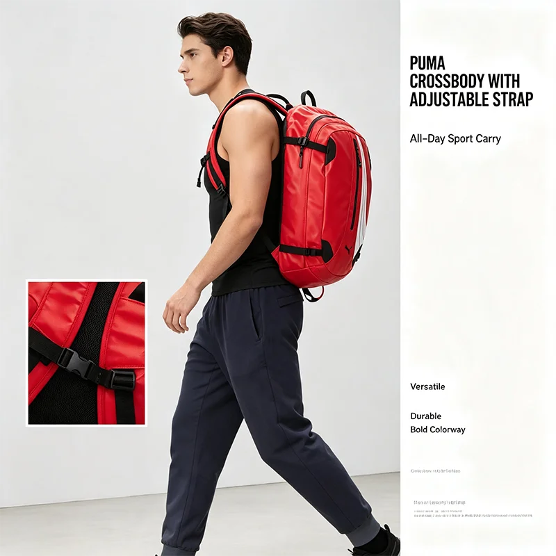 PUMA Mode 22L Medium Backpack 092521-02, 26Q1 New Arrival Red Firm Protective Fabric Training Backpack Laptop School Backpack