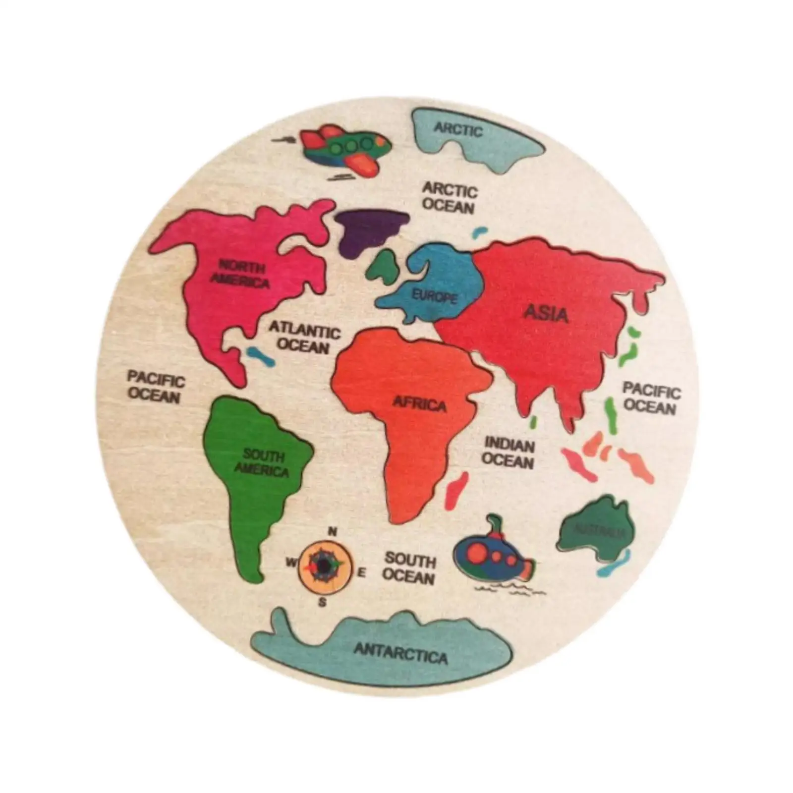 Wooden 7 Continent Puzzle Wood World Puzzle for Boys and Girls Children