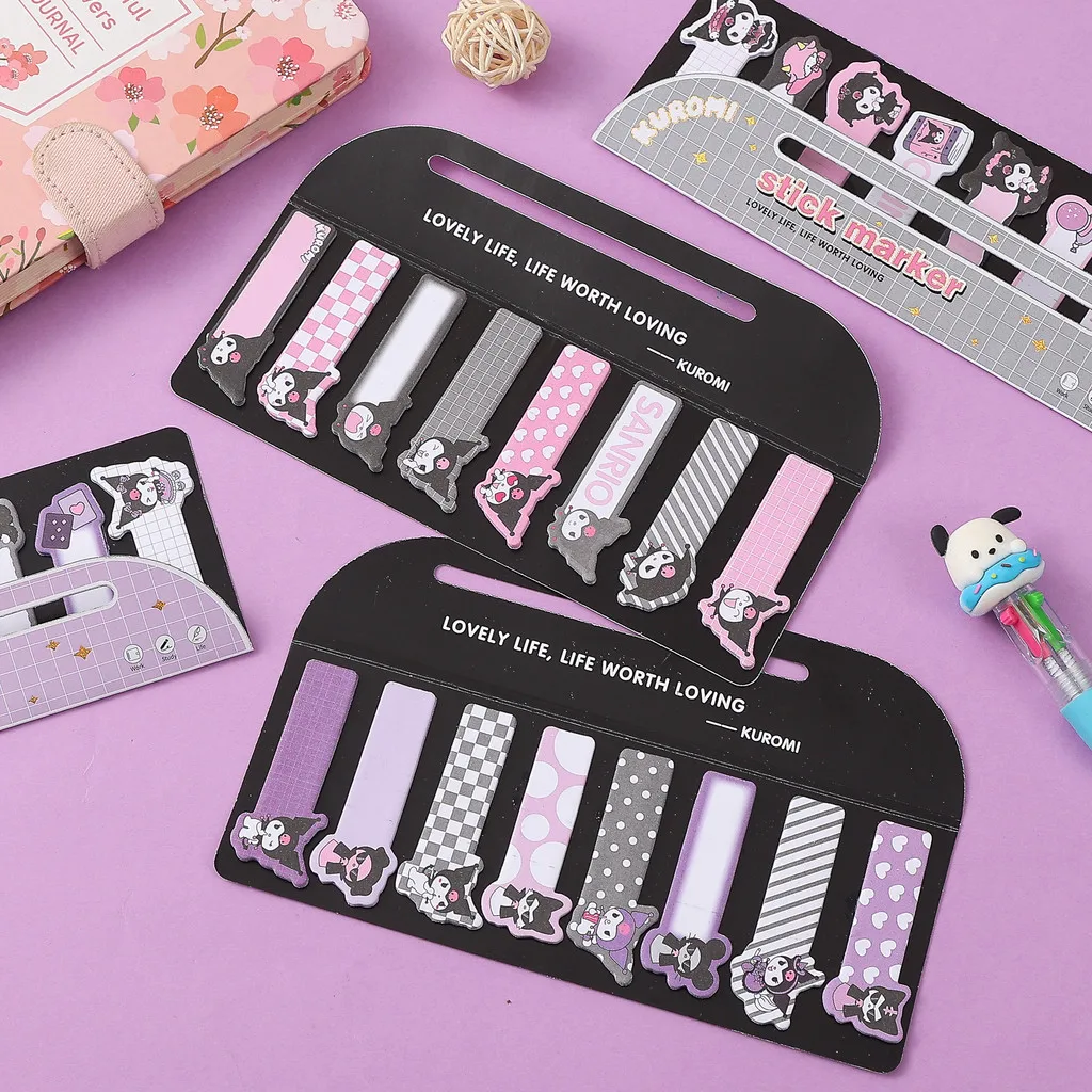 160 Sheets Kawaii Cartoon Sticky Notes Kuromi Notepad Index Tabs Bookmark Stationery School Office Supplies