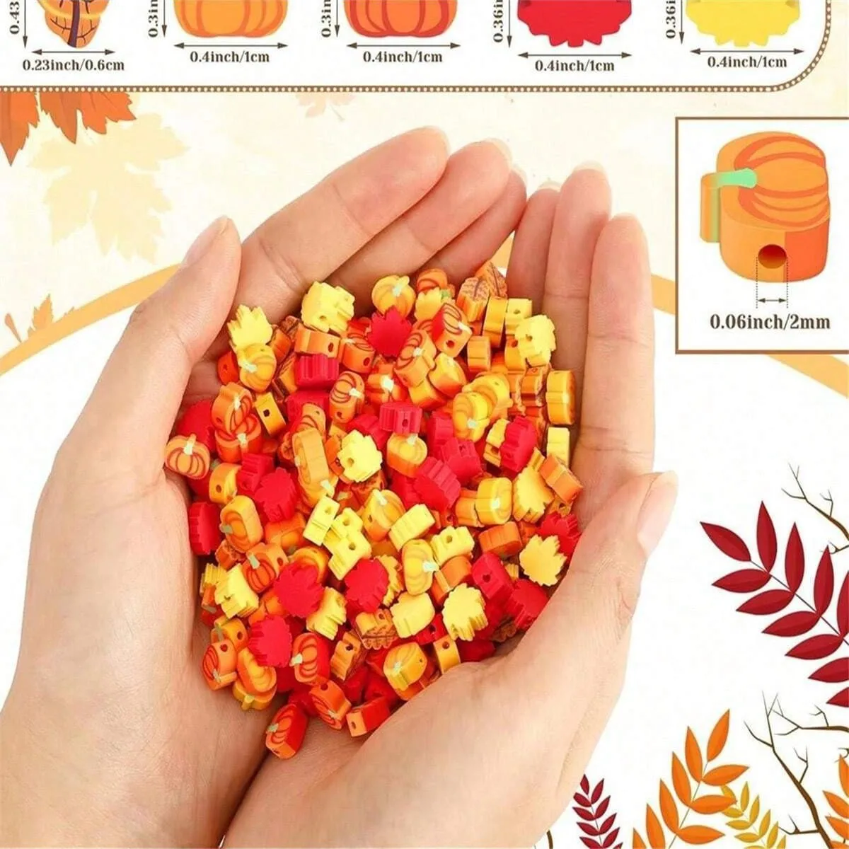 200pcs DIY Mix Pumpkin Soft Clay Shards And Beads Pendant Jewelry Accessories Bracelet