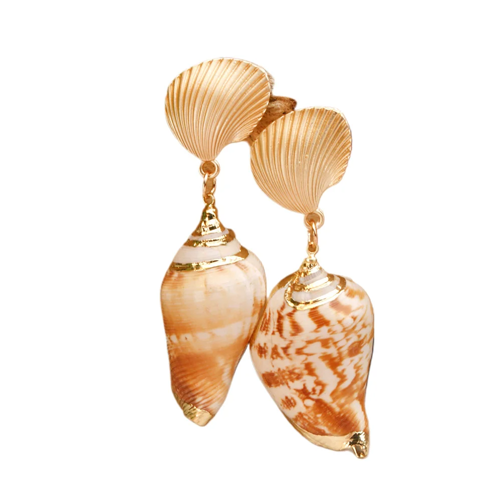 1 زوج Cowrie Dangler قلادة قلادة الأزياء والمجوهرات الأزياء المتدلي شل اللؤلؤ Cowrie أقراط الأقراط