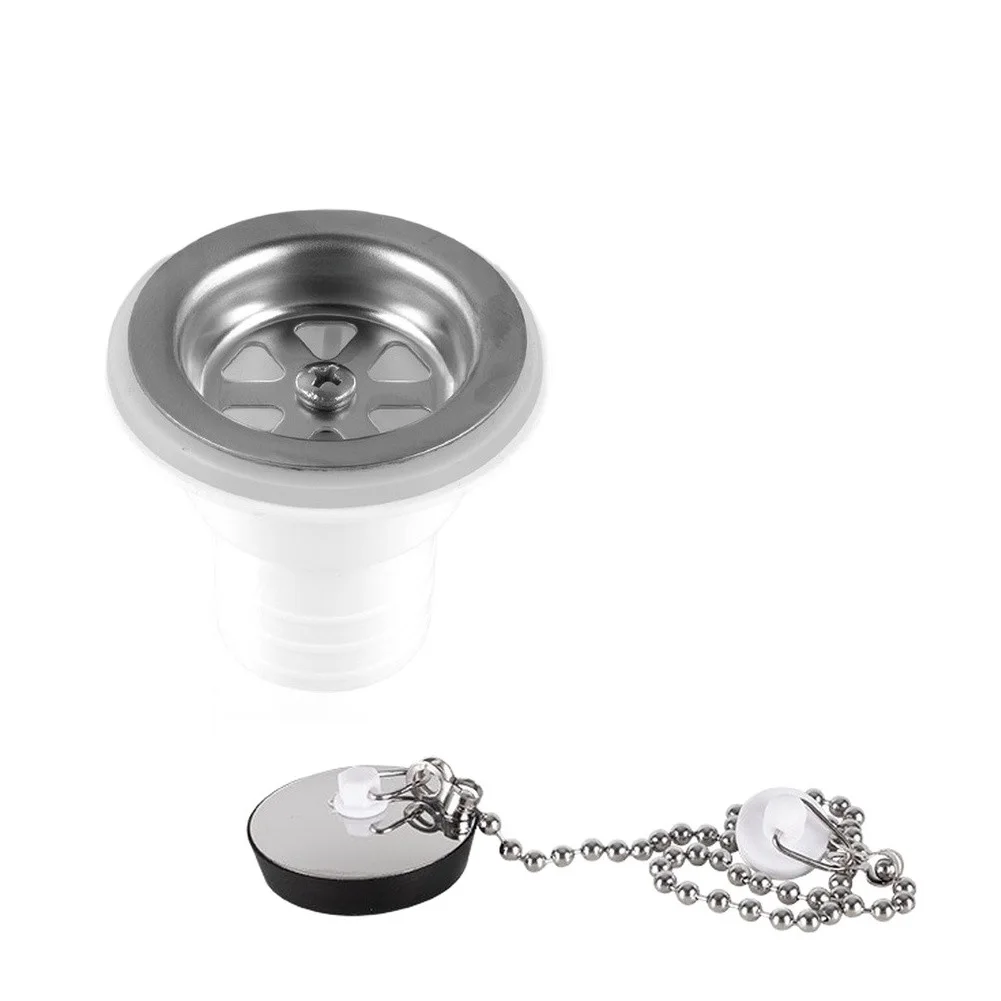 Corrugated Drain Hose RV Sink Drain Adapter with Stainless Steel Strainer and ABS Construction for Long Term Use