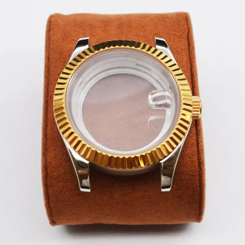 40 มม.ชุดนาฬิกาสแตนเลสสตีลสายคล้องคอ Sapphire กระจกปฏิทินหน้าต่างนาฬิกาผู้ชายสําหรับ Datejust NH35 NH36 การเคลื่อนไหว