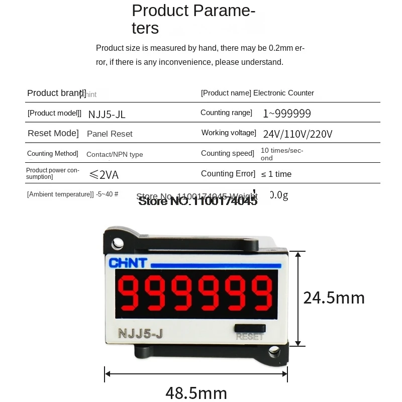 CHNT NJJ5-J Industrial counter electronic digital display 220V automatic 24V sensor sensing input signal Chint