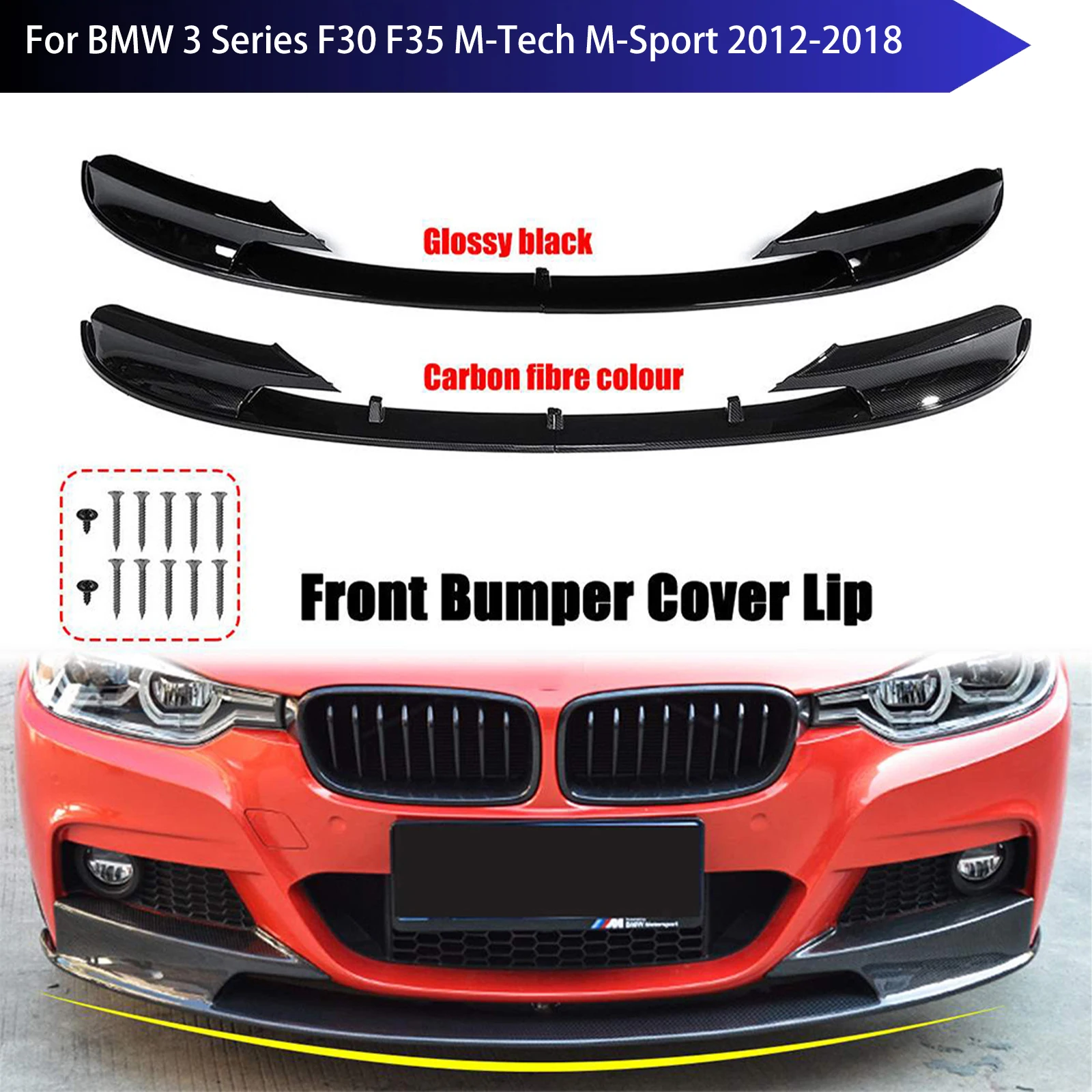 Front Bumper Spoiler Lip Splitter for BMW 3 Series F30 F35 M-Tech M-Sport 2012-2018 Lower Bumper Guard Surround Front Shovel