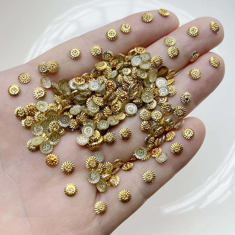 500pcs/pcs 5mm Gold AB Round Flower Rhinestone Sticker Flatback Resin Cabochon Gems Nail Art Crystal Stone with No Stitch