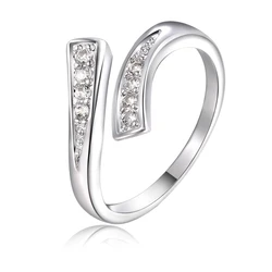 Bagues ouvertes en cristal en argent regardé 925 pour femmes, breloque simple, réglable, mode, mariage, fiançailles, cadeaux de fête, bijoux